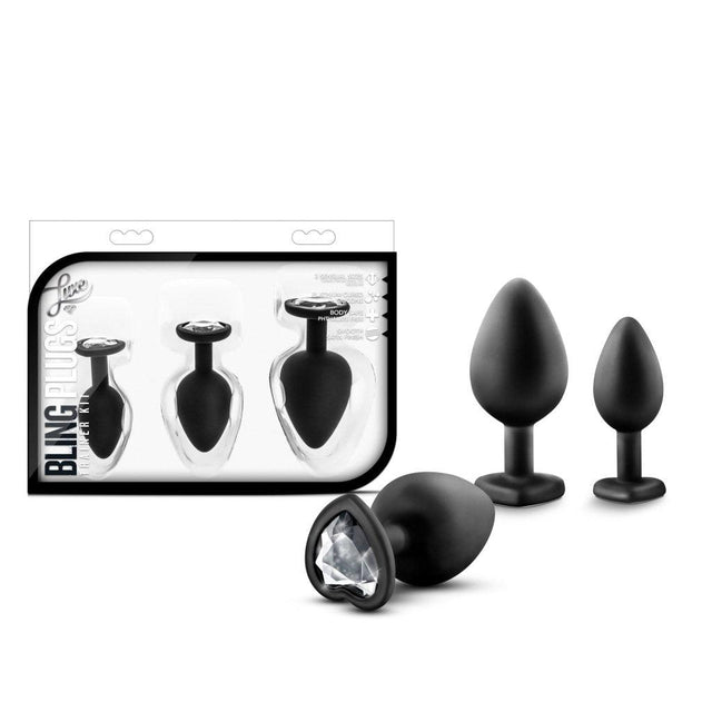 Luxe Bling Plugs Training Kit Black With Clear Gems - Adult Toys