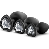 Luxe Bling Plugs Training Kit Black With Clear Gems - Adult Toys