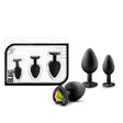 Luxe Bling Plugs Training Kit Black With Rainbow Gems - Adult Toys