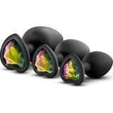 Luxe Bling Plugs Training Kit Black With Rainbow Gems - Adult Toys