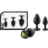 Luxe Bling Plugs Training Kit Black With Rainbow Gems - Adult Toys