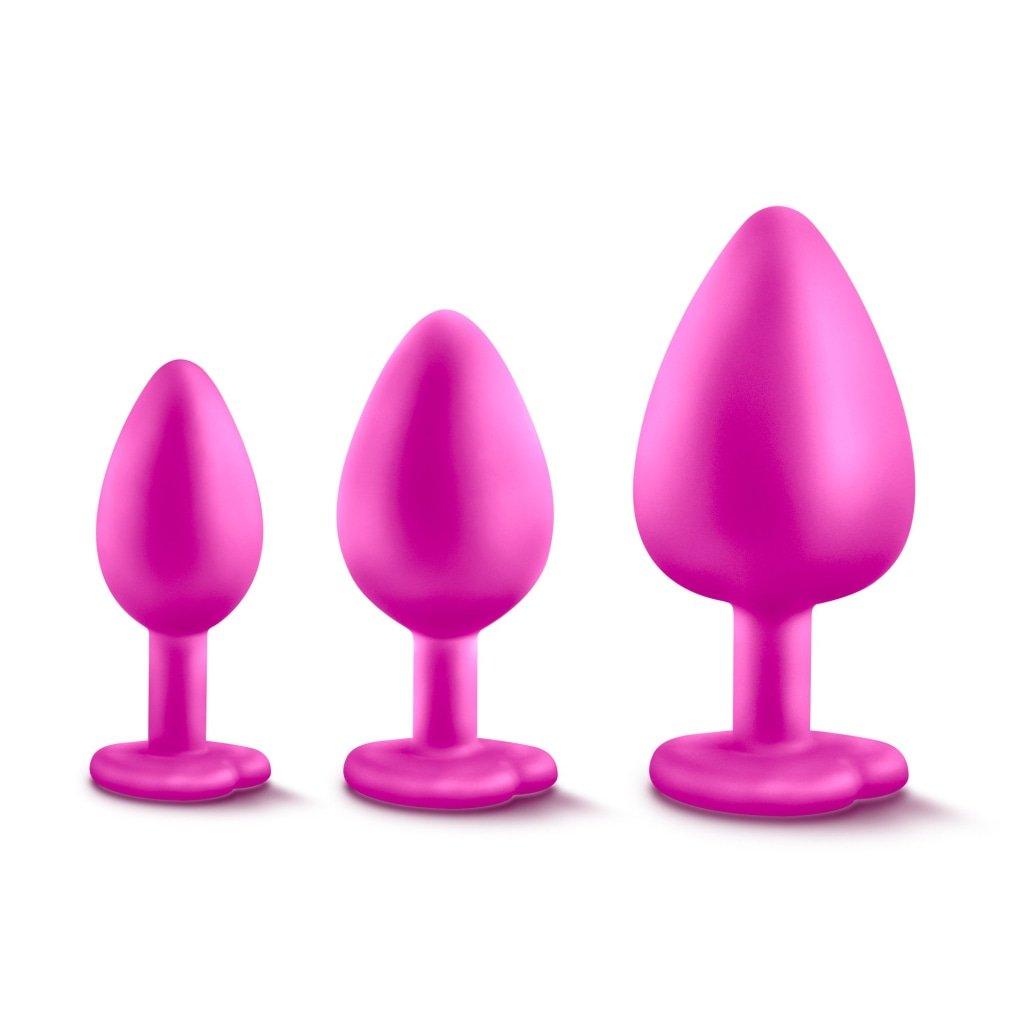 Luxe Bling Plugs Training Kit Pink With White Gems - Adult Toys