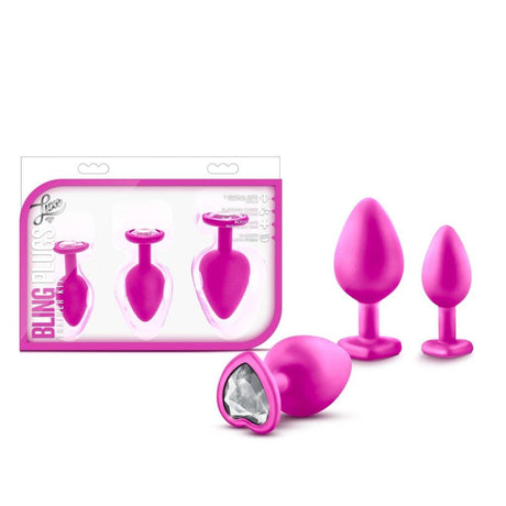 Luxe Bling Plugs Training Kit Pink With White Gems - Adult Toys