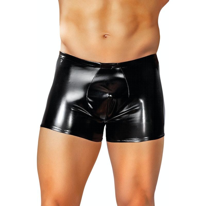 Male Power Pouch Short – Faux Leather Wet Look Men's Underwear - Lingerie
