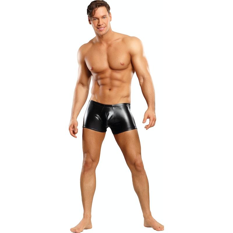 Male Power Pouch Short – Faux Leather Wet Look Men's Underwear - Lingerie