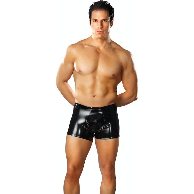 Male Power Pouch Short – Faux Leather Wet Look Men's Underwear - Lingerie