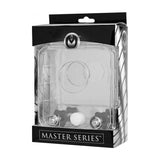 Master Series Clear Acrylic Cock and Ball Crusher – Adjustable Pressure - Adult Toys