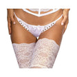 Microfiber and Lace G - String with Studs White - Lingerie