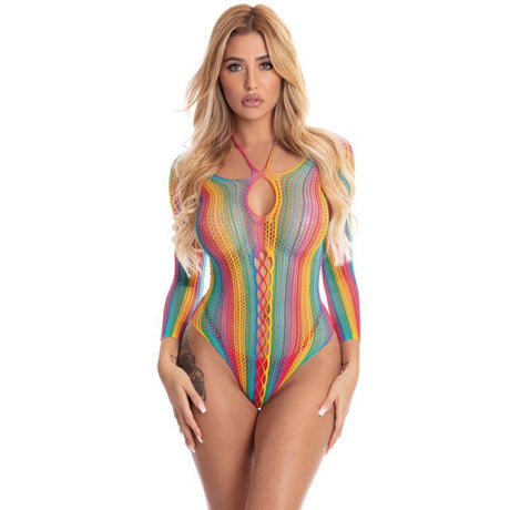 More Colour Long Sleeve Bodysuit Rainbow - Naughty by Nature Adult Store