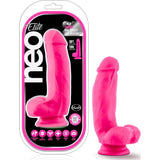 Neo Elite 7in Silicone Dual Density Cock with Balls Neon Pink - Naughty by Nature Adult Store