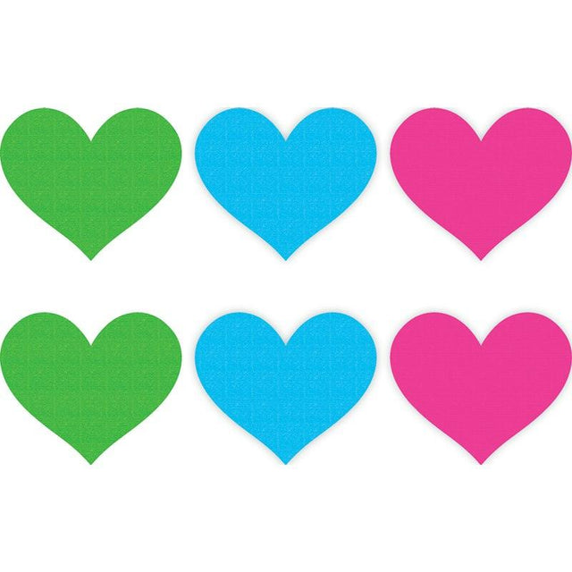 Neon Heart Pasties 3 Pk Green/Blue/Pink - Lingerie