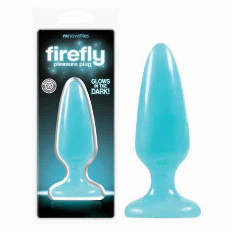 NS Novelties Firefly Glow - in - the - Dark Blue TPE Medium Butt Plug – 12.7cm - Anal Toys