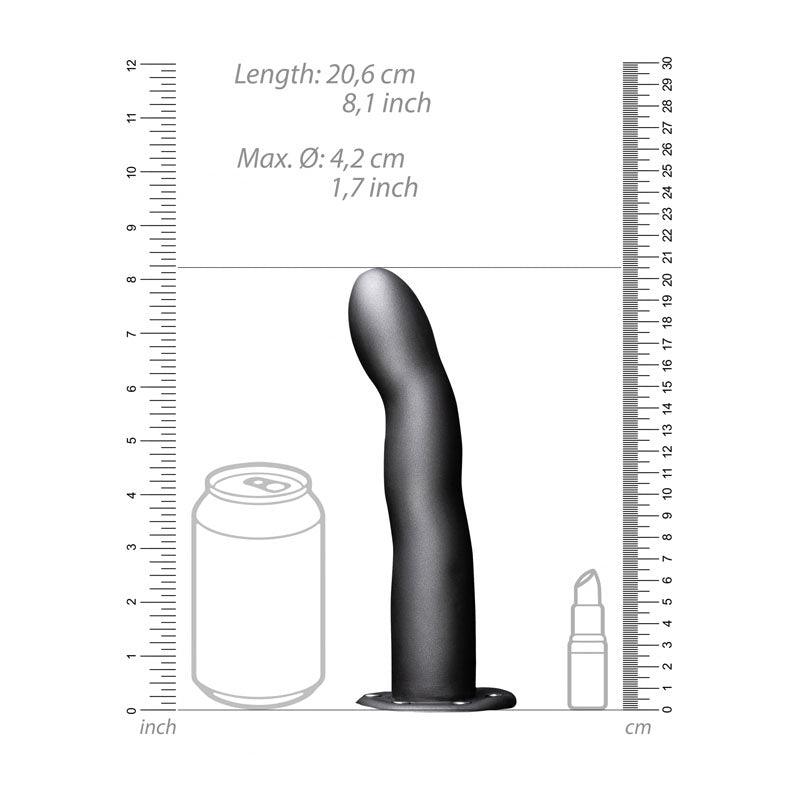 OUCH! Curved Hollow Strap-on - 8in/20cm - Gunmetal Grey 20 cm Hollow Strap-On - Naughty by Nature Adult Store