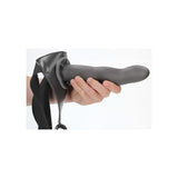 OUCH! Curved Hollow Strap-on - 8in/20cm - Gunmetal Grey 20 cm Hollow Strap-On - Naughty by Nature Adult Store
