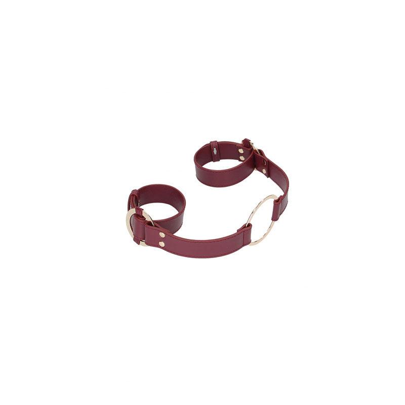 OUCH! Halo - Handcuff With Connector - Burgundy Restraint - BONDAGE - TOYS