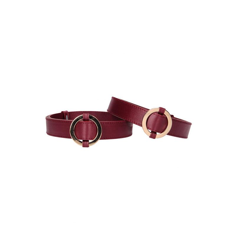 OUCH! Halo - Thigh Cuffs - Burgundy Leg Restraints - BONDAGE - TOYS