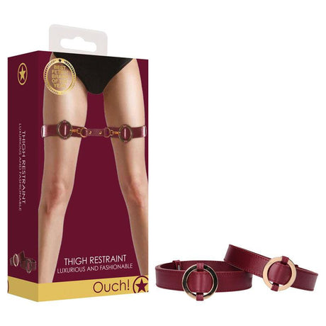 OUCH! Halo - Thigh Cuffs - Burgundy Leg Restraints - BONDAGE - TOYS