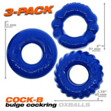 OxBalls Bonemaker 3 - Piece Cockring Set | Flexible Flextpr - Pool Blue - Adult Toys