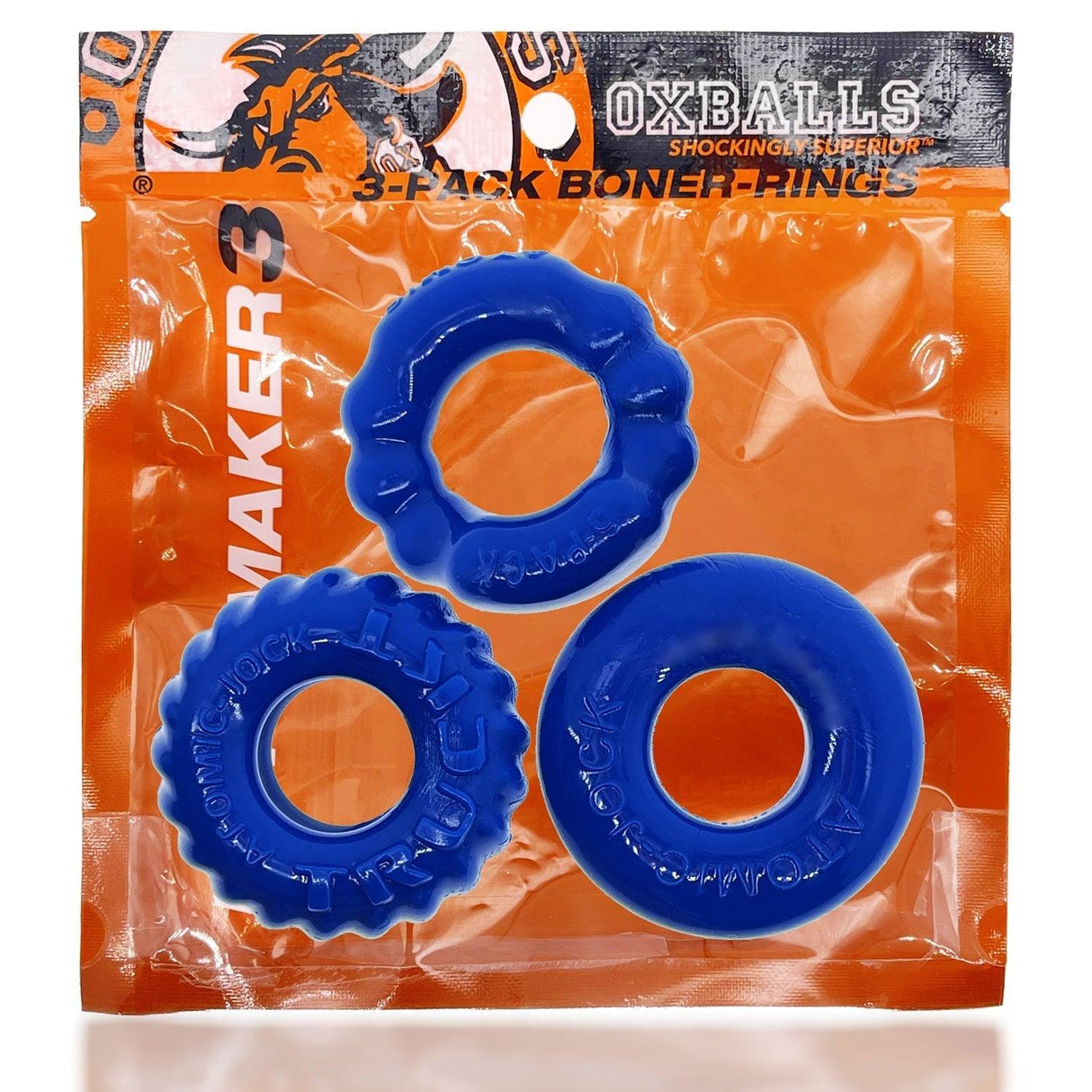 OxBalls Bonemaker 3 - Piece Cockring Set | Flexible Flextpr - Pool Blue - Adult Toys