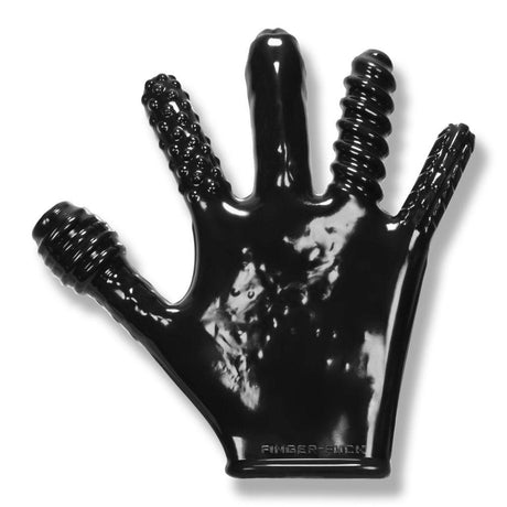 OxBalls Finger Fuck Glove – Textured Rubber Fisting Glove in Black - Adult Toys