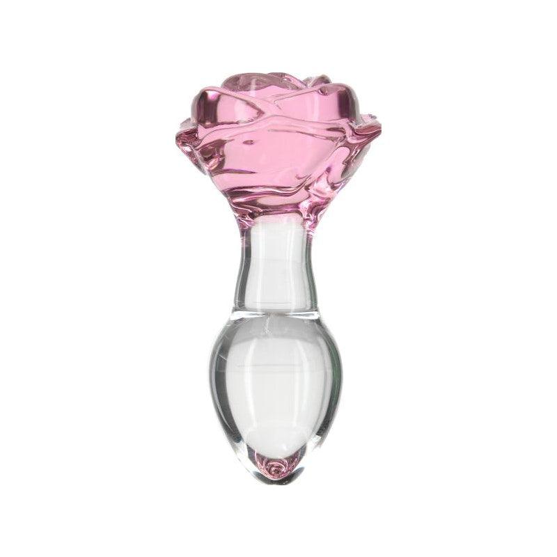 Pillow Talk Rosy Luxurious Glass Anal Plug w Clear Gem - Adult Toys