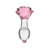 Pillow Talk Rosy Luxurious Glass Anal Plug w Clear Gem - Adult Toys
