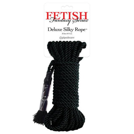 Pipedream Fetish Fantasy Deluxe Silky Bondage Rope – Black, 9.75m - BONDAGE - TOYS