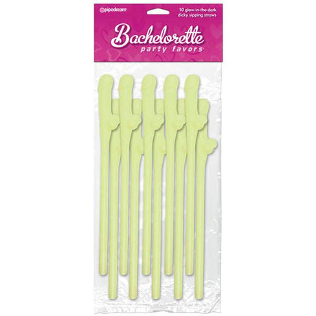 Pipedream Glow in the Dark Penis Straws – Bachelorette Party Favors (10 Pack) - Novelties