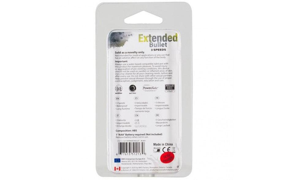 Power Bullet Extended 9cm 3 Speed Black - Adult Toys