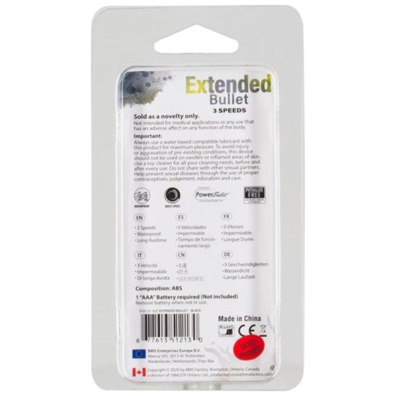 Power Bullet Extended 9cm 3 Speed Black - Adult Toys