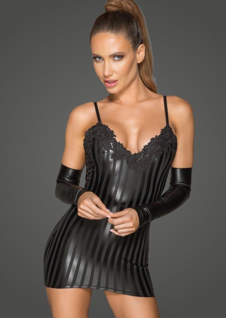 Power Wetlook Minidress w Decorative Embroidery - Lingerie