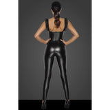Power Wetlook Overall w Tulle Panel - Lingerie