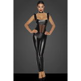 Power Wetlook Overall w Tulle Panel - Lingerie