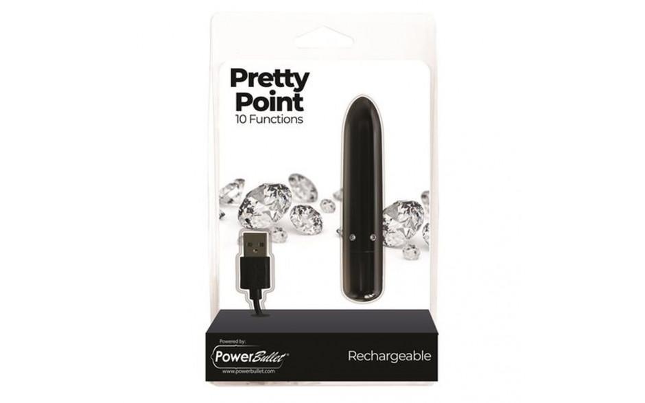 Pretty Point 4in Power Bullet Black - Adult Toys
