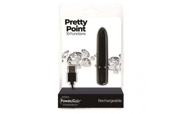 Pretty Point 4in Power Bullet Black - Adult Toys