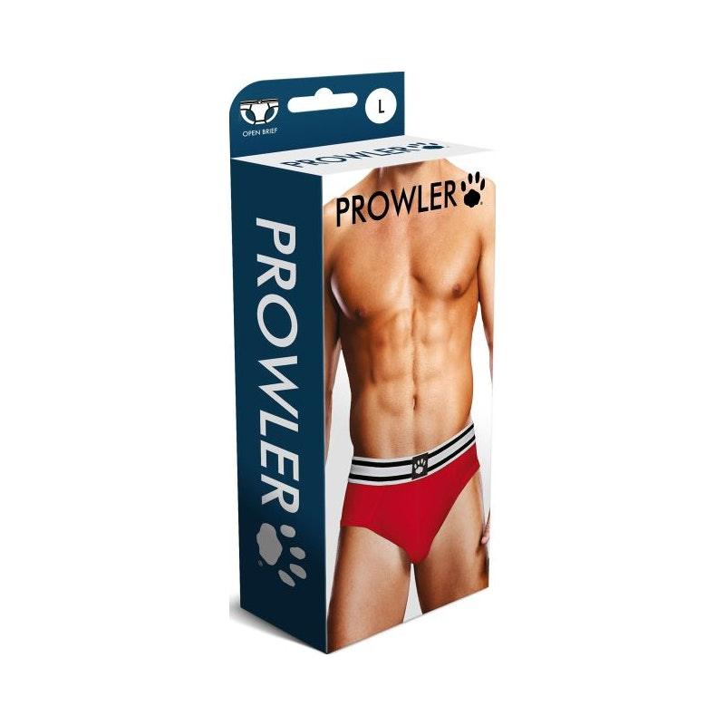 Prowler Open Back Brief White/Red - Lingerie
