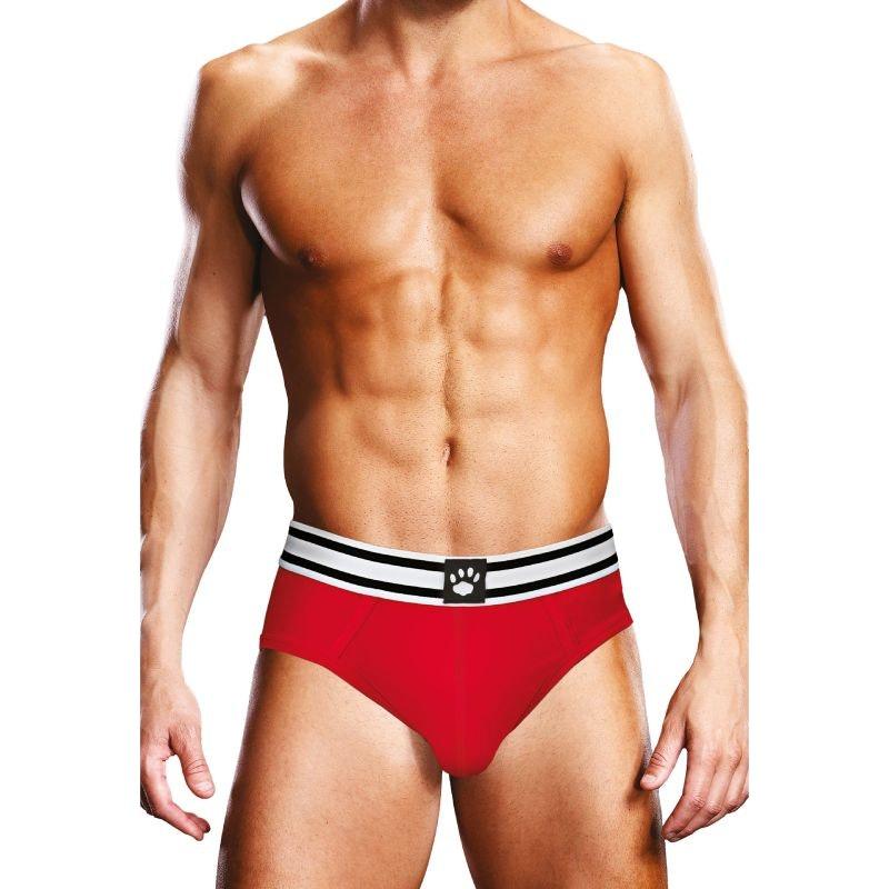 Prowler Open Back Brief White/Red - Lingerie