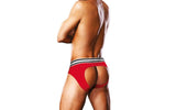 Prowler Open Back Brief White/Red - Lingerie