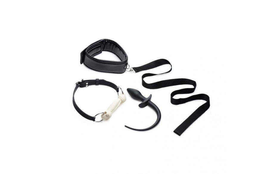 Puppy Play Set incl Gag, Plug and Collar Black - Adult Toys