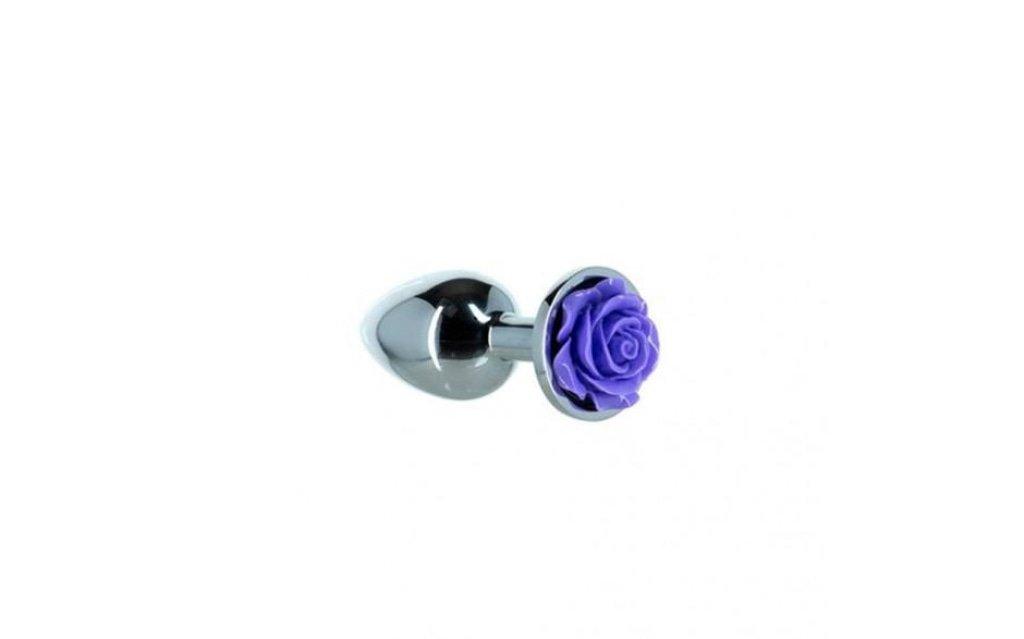 Purple Rose 3in Metal Butt Plug - Adult Toys