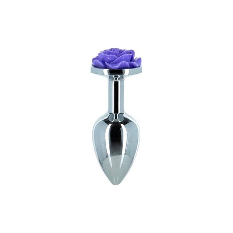 Purple Rose 3in Metal Butt Plug - Adult Toys