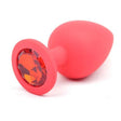 Red Silicone Anal Plug Large w Red Diamond - Adult Toys