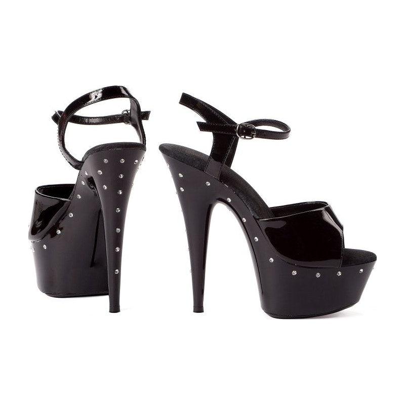 Rhinestone Platform Black 6in - Lingerie