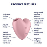 Satisfyer Cutie Heart - Light Red - Light Red USB Rechargeable Air Pulsation Stimulator with - STIMULATORS - PREMIUM