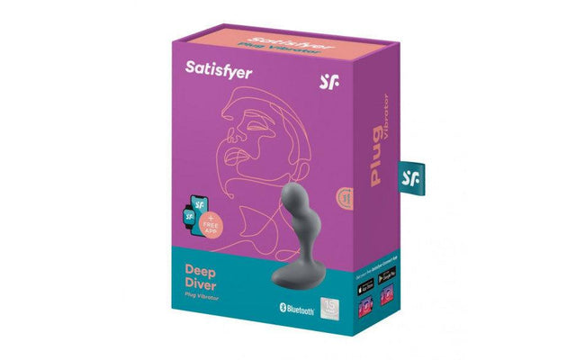 Satisfyer Deep Diver Vibrating Connect App Anal Plug Grey - Adult Toys