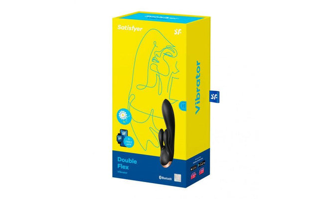 Satisfyer Double Flex App Rabbit Vibrator Black - Adult Toys