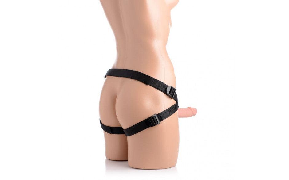 Seducer 7" Silicone Dildo w Harness Flesh - Naughty by Nature Adult Store