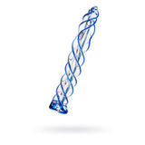 Sexus Glass Dildo Blue Helix 18.7cm - Adult Toys