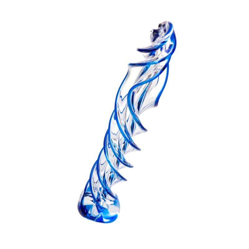 Sexus Glass Dildo Blue Helix 18.7cm - Adult Toys