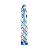 Sexus Glass Dildo Blue Helix 18.7cm - Adult Toys